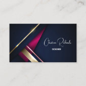 Carte De Visite Elégant bleu or rose (Devant)