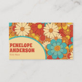 Carte De Visite Élégant Bleu Orange Simple Rétro Super Floral (Devant)