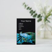 Carte De Visite ÉLÉGANT BLEU PEACOCK MODE JEWEL Black Paper (Debout devant)