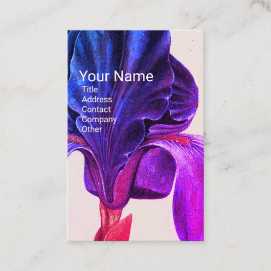 Carte De Visite ÉLÉGANT BLEU PURPLE IRIS Monogramme (Devant)