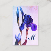 Carte De Visite ÉLÉGANT BLEU PURPLE IRIS Monogramme (Dos)
