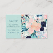 Carte De Visite Elégant bleu rose Fleurs de menthe Aquarelle Flora (Dos)
