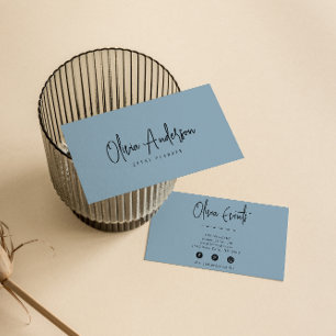 Carte De Visite Elégant bleu Rustique minimaliste Boho Chic Modern