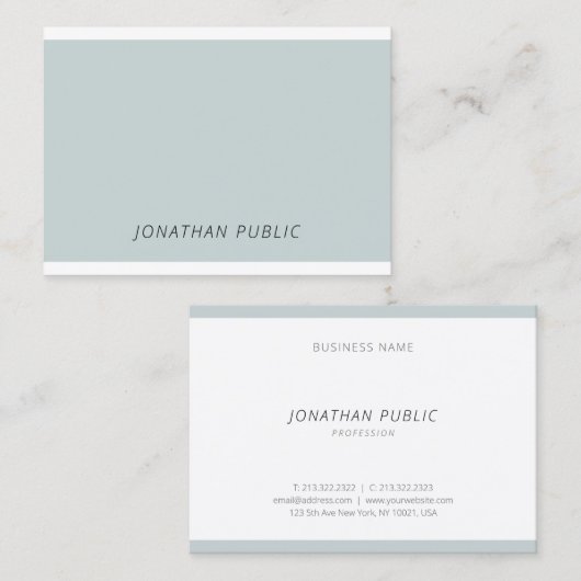 Carte De Visite Elégant Bleu Vert Simple Modèle moderne tendance (Devant / Derrière)