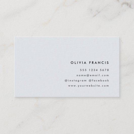 Carte De Visite Élégant bloc-couleur gris bleu minimal moderne (Dos)