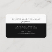Carte De Visite Élégant Bloc de Couleurs de Script Noir Blanc Rend (Dos)