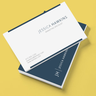 Carte De Visite Élégant bloc moderne Indigo Navy Blue Professional
