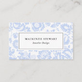 Carte De Visite Élégant Blue Floral Professionnel (Devant)