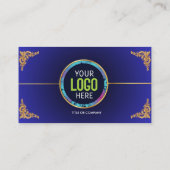Carte De Visite Elegant Blue Gold Professional Business Card (Dos)