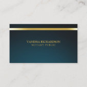 Carte De Visite Élégant Blue & Gold Professionnel Notaire Public (Devant)