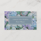 Carte De Visite Élégant Blue Hydrangea Grey Professionnel (Devant)