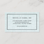 Carte De Visite Elegant Blue Linen Ophthalmologist Professional (Dos)