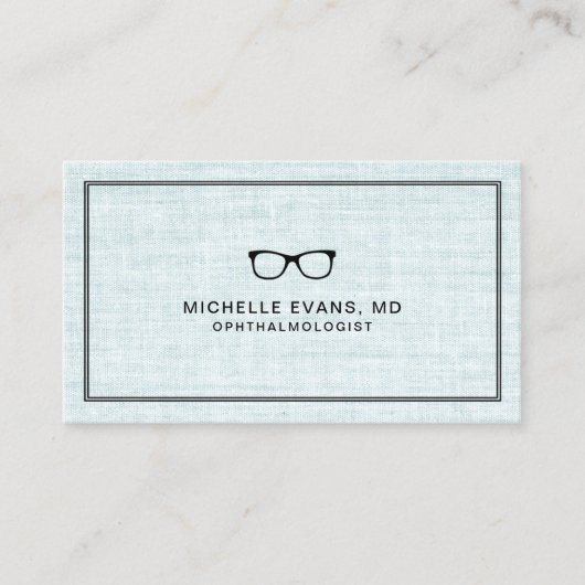 Carte De Visite Elegant Blue Linen Ophthalmologist Professional (Devant)