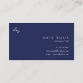 Carte De Visite Elegant Blue Monogram (Dos)