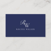 Carte De Visite Elegant Blue Monogram (Devant)