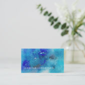 Carte De Visite Elegant blue teal watercolor splatter professional (Debout devant)