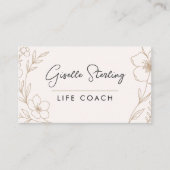 Carte De Visite Elegant Blush and Black Botanical Life Coach (Devant)