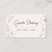 Carte De Visite Elegant Blush and Black Botanical Typography (Devant)