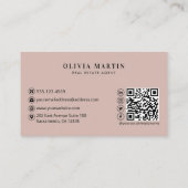 Carte De Visite Elegant Blush & Navy Professional Immobilier (Dos)