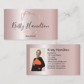 Carte De Visite Elegant Blush & Navy Professional Immobilier (Devant / Derrière)