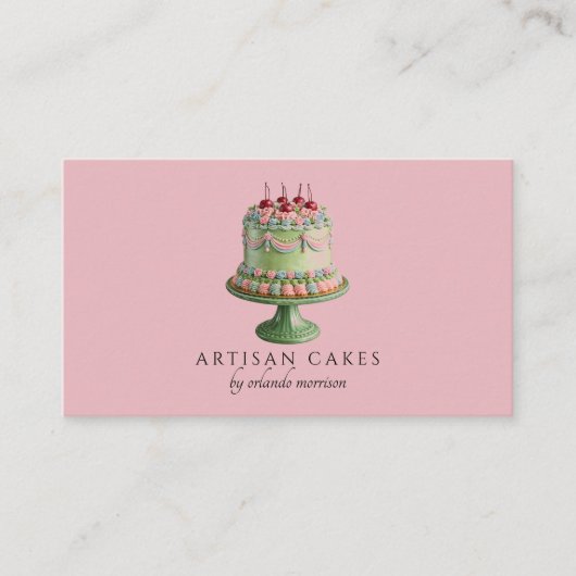 Carte De Visite Elegant Blush Pink Cake Bakery (Devant)