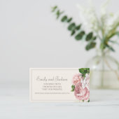 Carte De Visite Élégant Blush Pink Floral Site Mariage (Debout devant)
