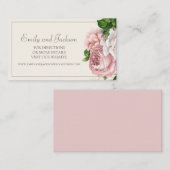 Carte De Visite Élégant Blush Pink Floral Site Mariage (Devant / Derrière)