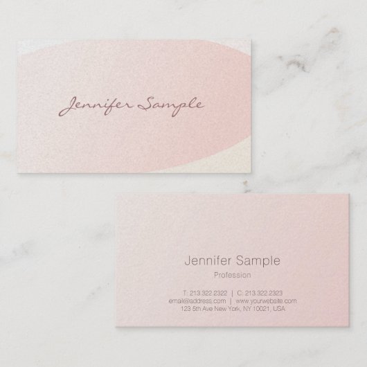 Carte De Visite Élégant Blush rose calligraphie Plain tendance lux (Devant / Derrière)