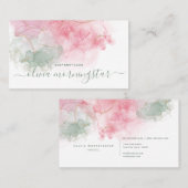 Carte De Visite Élégant Blush Rose Dusty Sage Alcool Encre Entrepr (Devant / Derrière)