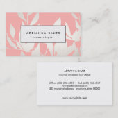 Carte De Visite Élégant Blush rose Feuille Motif Spa de beauté (Devant / Derrière)