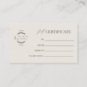 Carte De Visite Elegant Blush Rose gold Gift Certificate (Dos)