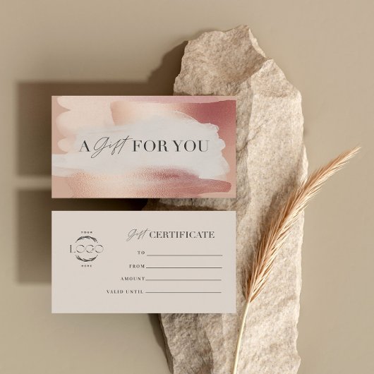 Carte De Visite Elegant Blush Rose gold Gift Certificate