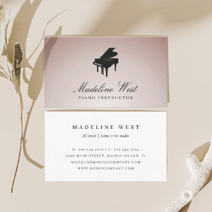 Carte De Visite Élégant Blush Rose Piano Instructeur de musique