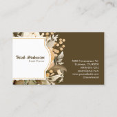 Carte De Visite Elégant Boho Bohemian Gold Champagne Brown Floral (Dos)