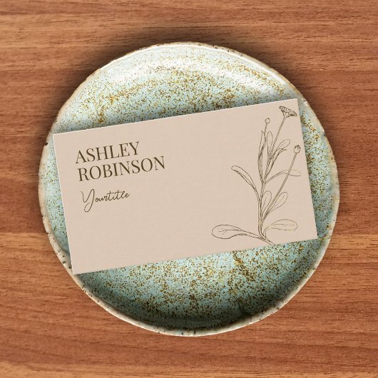 Carte De Visite Elegant boho botanical pastel earthy QR code