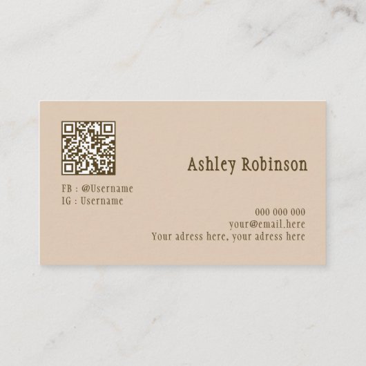 Carte De Visite Elegant boho botanical pastel earthy QR code (Dos)