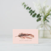 Carte De Visite Elégant Boho Brown & Blush Pink Aquarelle (Debout devant)