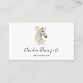 Carte De Visite Élégant Boho Cheval Blanc Floral (Devant)