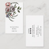 Carte De Visite Élégant Boho Floral Botanical Professionnel (Devant / Derrière)