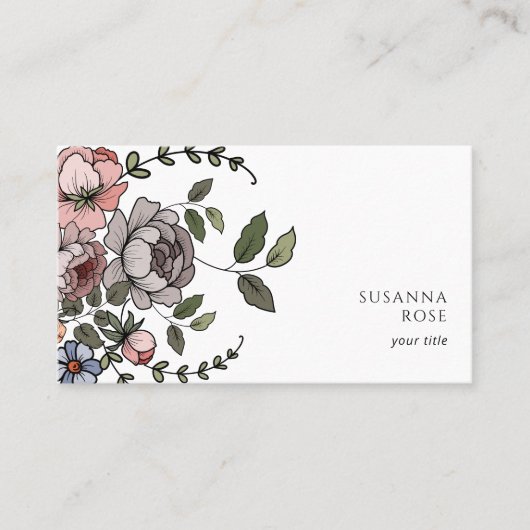 Carte De Visite Élégant Boho Floral Botanical Professionnel (Devant)
