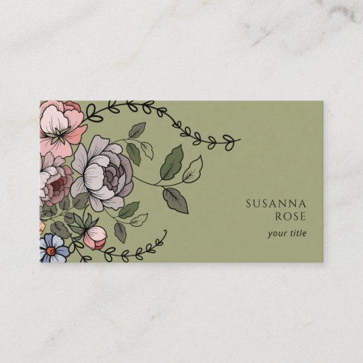 Carte De Visite Élégant Boho Floral Botanical Professionnel (Devant)