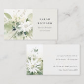 Carte De Visite Élégant Boho moderne Abstrait vert blanc floral (Devant / Derrière)