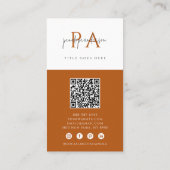 Carte De Visite Elégant Boho Monogramme QR Code Modern Terracotta (Dos)