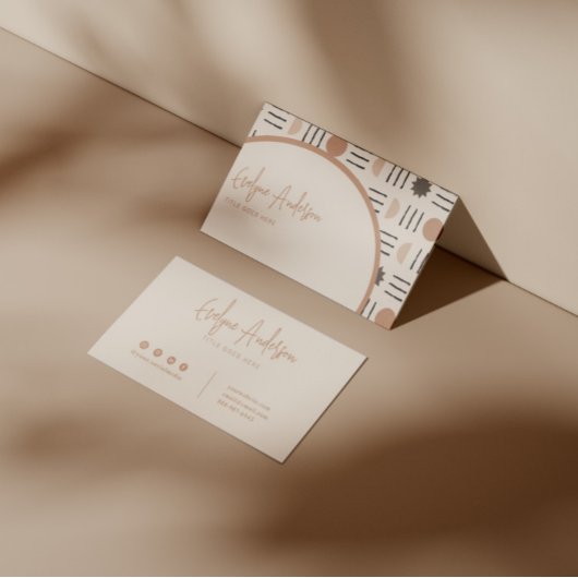 Carte De Visite Elégant Boho Neutral Terracotta Motif Abstrait