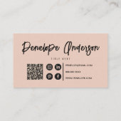 Carte De Visite Elégant Boho Pale Rose QR Code Moderne Unique Fill (Dos)