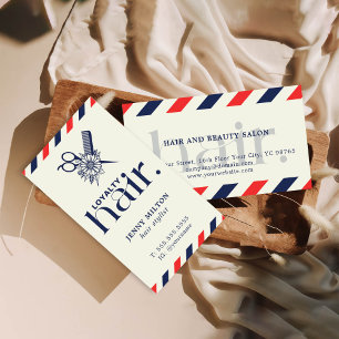 Carte De Visite Elégant Boho Red Blue Ciseaux Hair Stylist