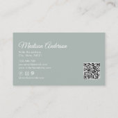 Carte De Visite Elégant Boho Terracotta Blue Watercolor Feather (Dos)