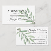 Carte De Visite Élégant Boho Vert Floral Nature Huiles Essentielle (Devant / Derrière)