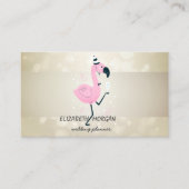 Carte De Visite Elégant Bokeh, Bande, Flamant rose rose Cool (Devant)
