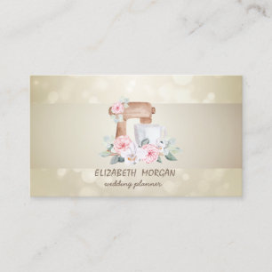 Carte De Visite Elégant Bokeh, Bande, Fleurs Mixer